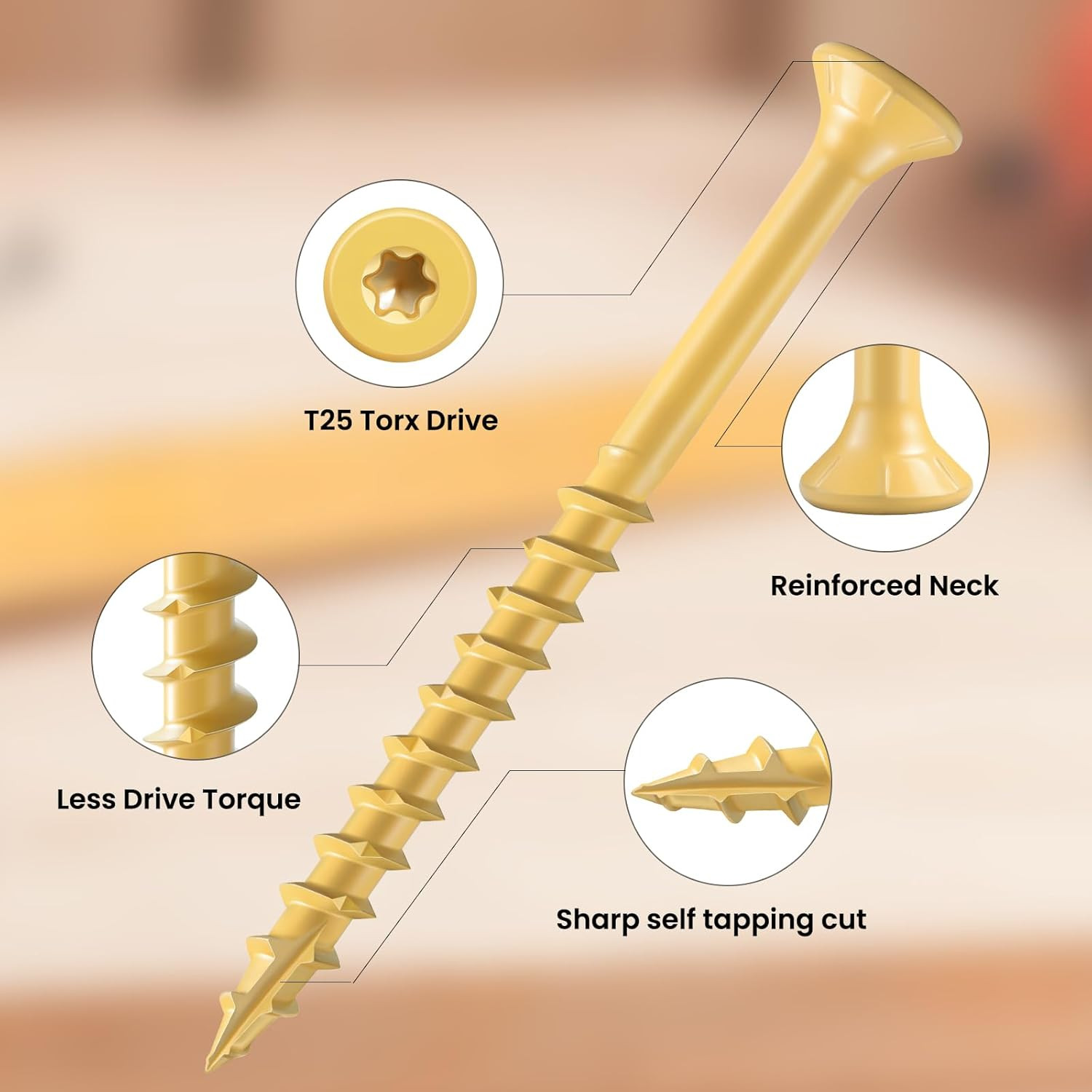 Deck Screws 5 Inch, Wood Screws #10 X 5, (36Pcs) 1Lb, Rust Resistant Epoxy Coate