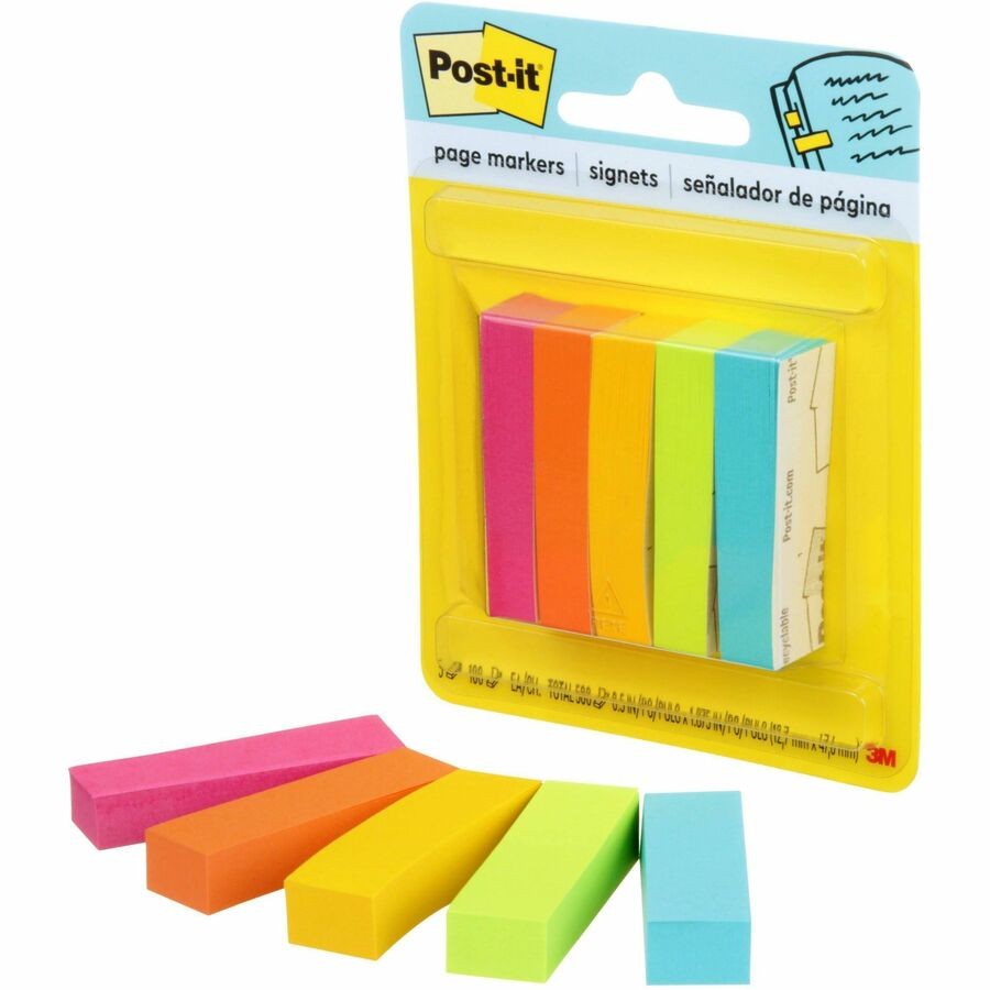 3M 6705AN Post-it Page Marker Flags Assorted 0.5″ x 2″ 5 Pack