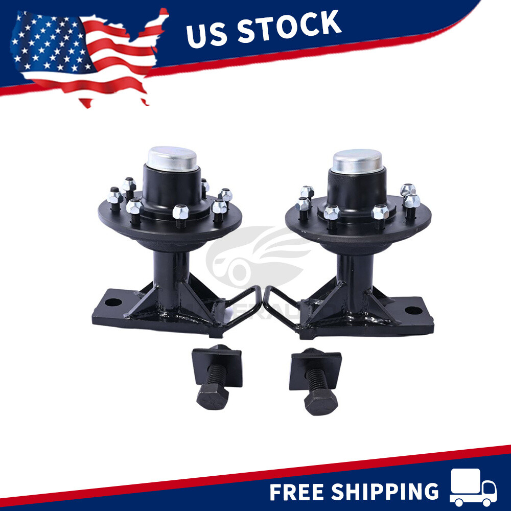 NEW 8 x 6.5 Lug 9000LB Shipping Container Wheels, Bolt-on Spindle Kit (Pair)