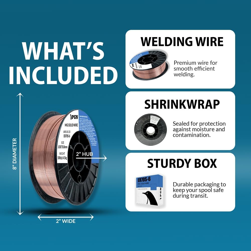PGN Solid MIG Welding Wire – ER70S-6 .030 Inch – 10 Pound Spool – Mild Steel …