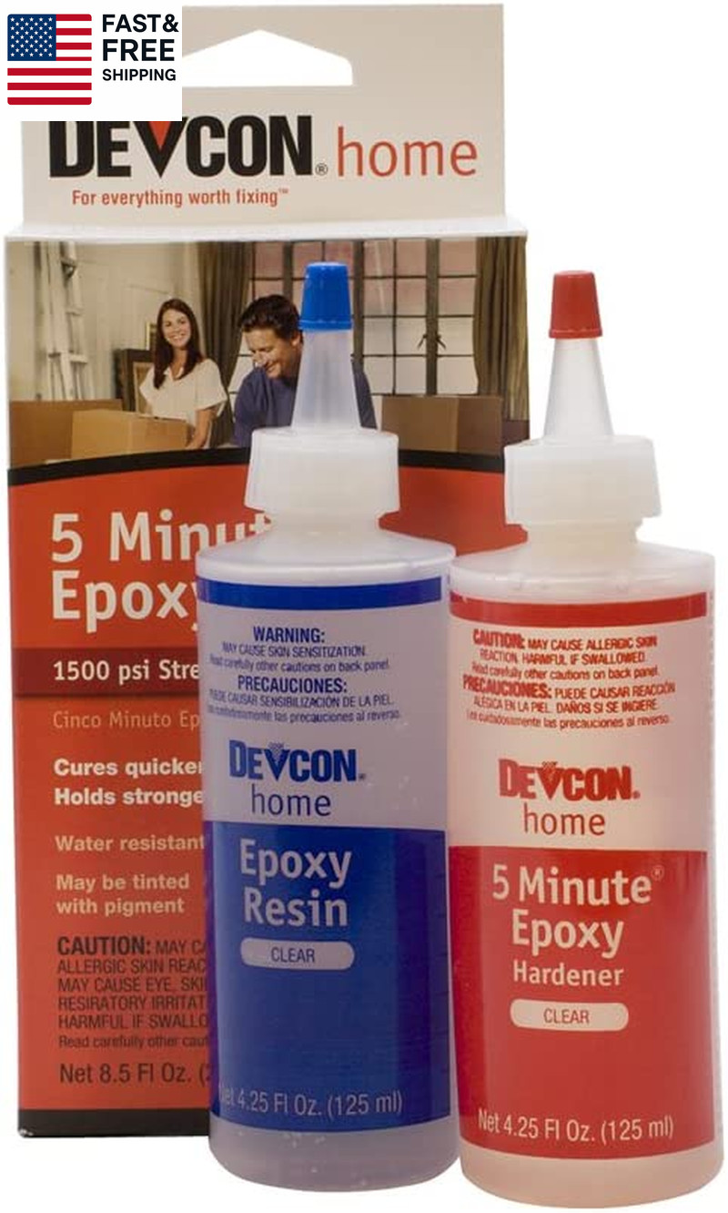 Devcon Epoxy, 5 Minute Epoxy, 4-1/2 Ounce Bottles, 2 Bottles | GLU-720.90
