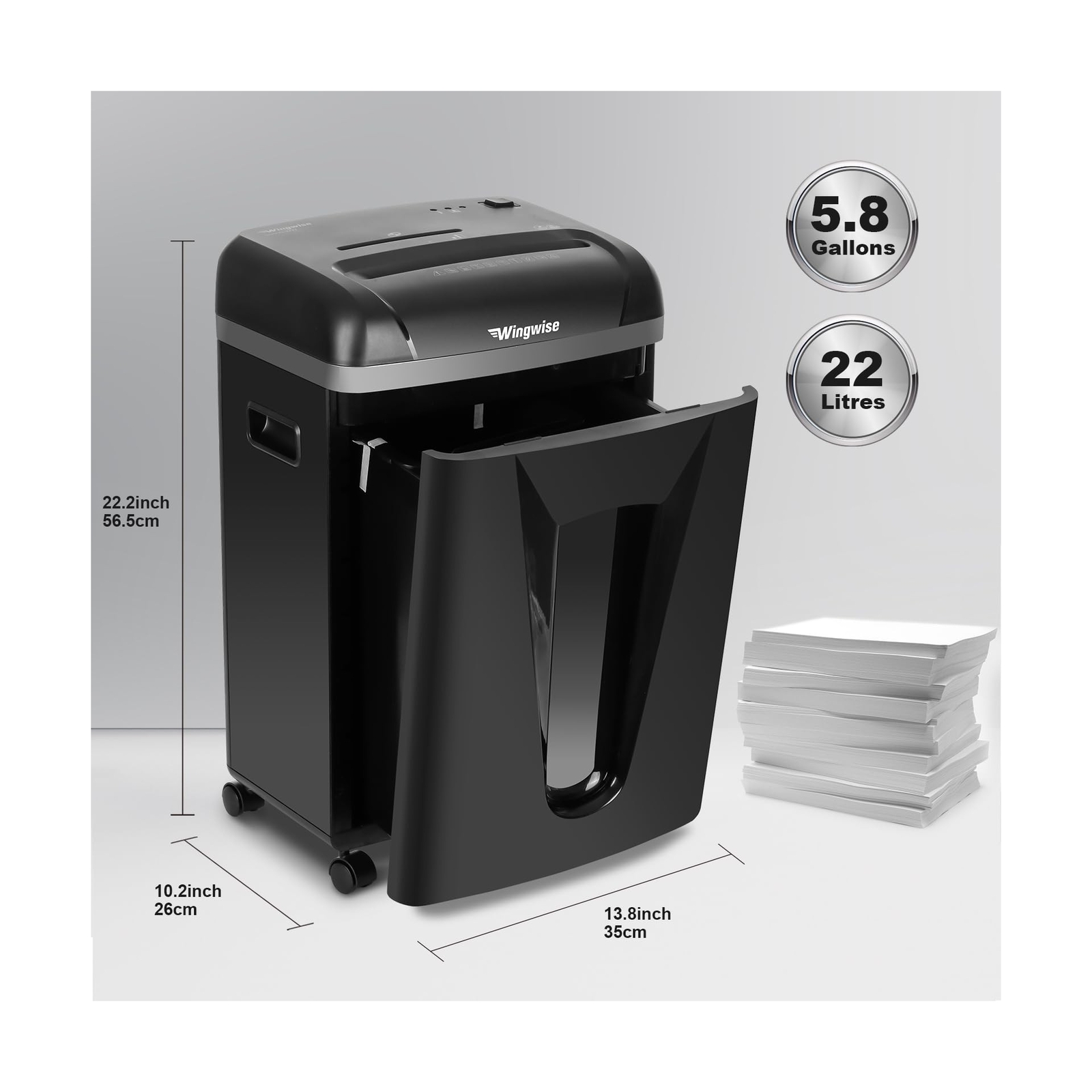 58dB Quiet Paper Shredder for Home Office, P-5 Micro Cut High Security, 5.8 G…
