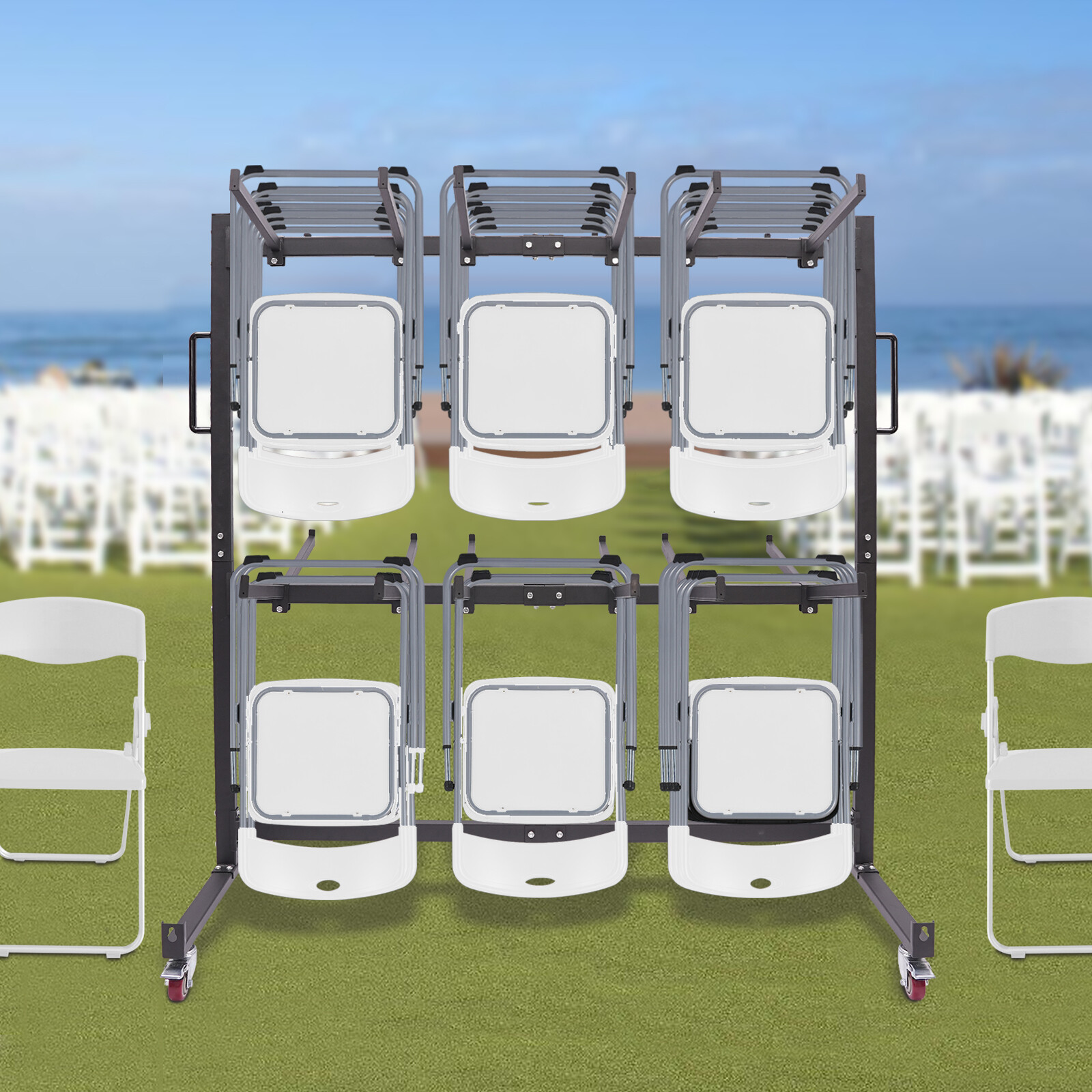 Folding Chair Rack Dolly Cart Table Storage Rack Desk Chairs Cart Trolley