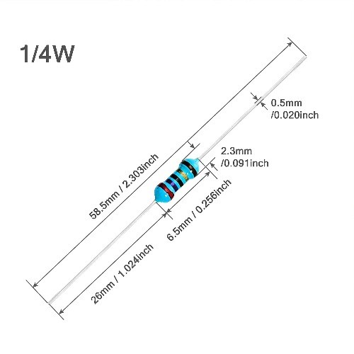 100pcs 1/4W 0.25W 24 Ohm 24R Metal Film Fixed Resistor 0.01 Tolerance Current