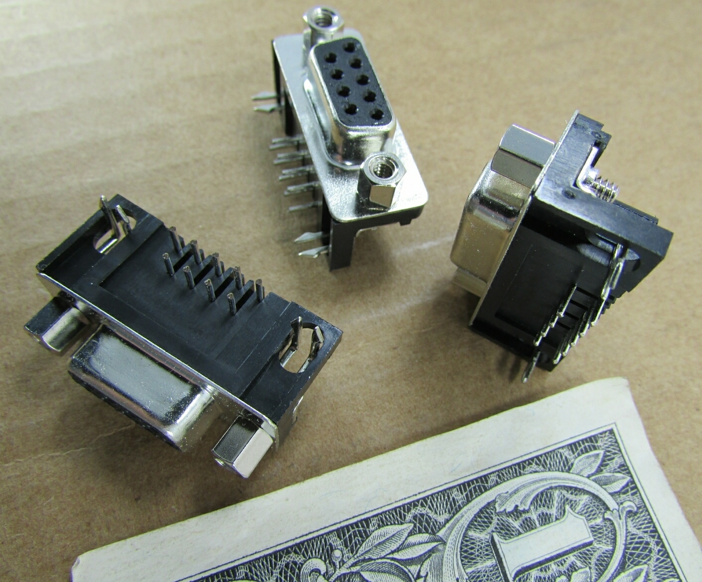 10 Female D-Sub Connectors DE-9 Pin Angle PC Board Mount Screw Terminal PCB