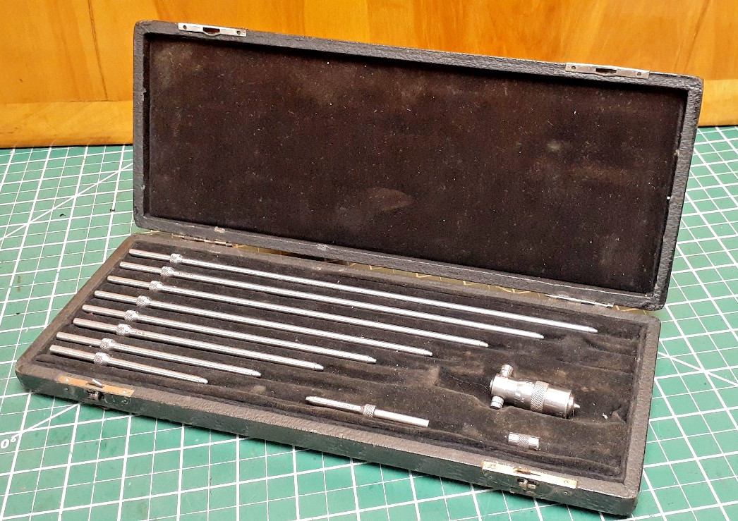 Starrett 124 Precision Inside Micrometer 3-12″ Vintage in ORIGINAL CASE -USA