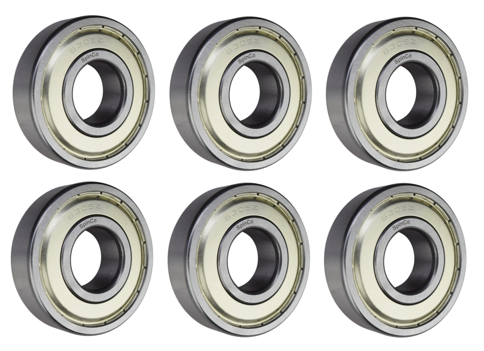 (6 Pack) 6305-ZZ, 6305-2Z, 305SS Shielded Radial Ball Bearing 25X62X17 SpinCo