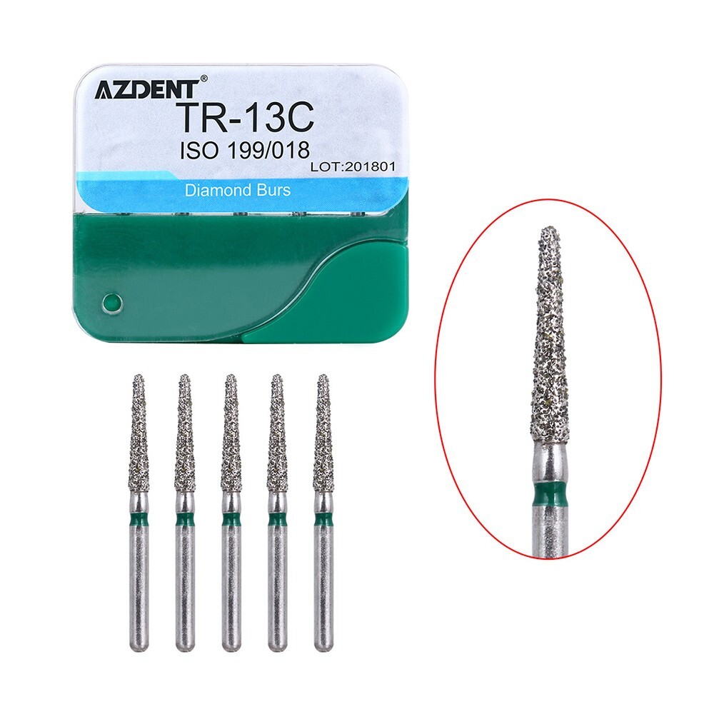 100Pcs AZDENT Dental Diamond Burs High Speed Handpiece Friction Grip 20 Types