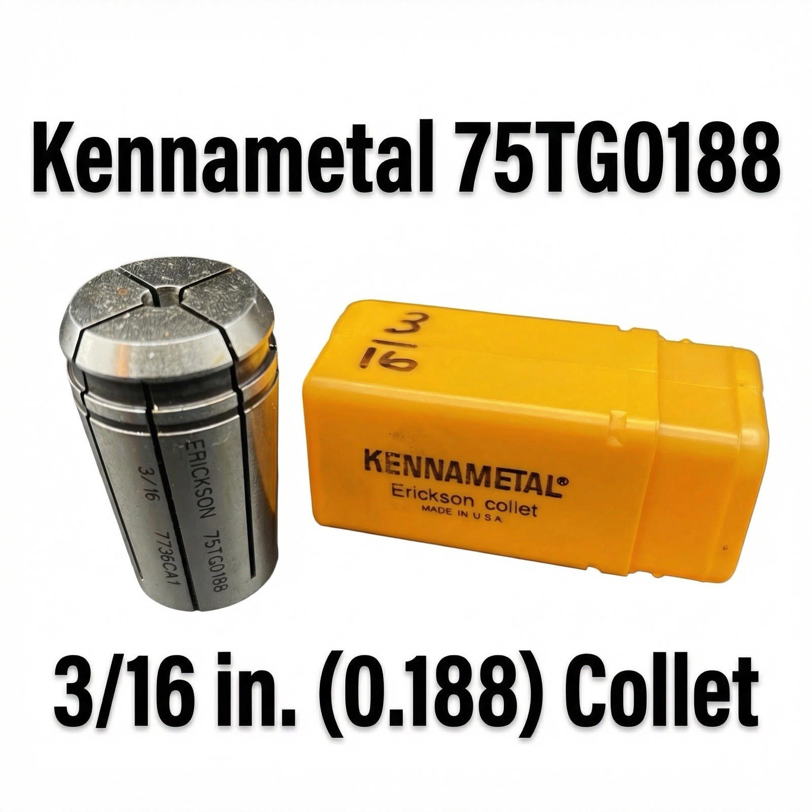 Kennametal Erickson 75TG0188 Single Angle Collet 3/16 (0.188) TG75 Series