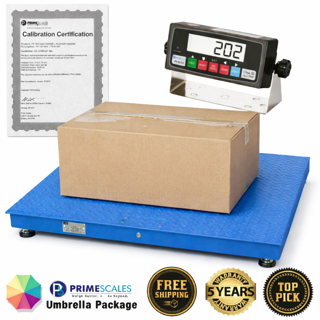 New Prime Scale 10,000lb x1lb 5’x5′ (60″x60″) Floor Scale/ Pallet Scale w/ Ramp