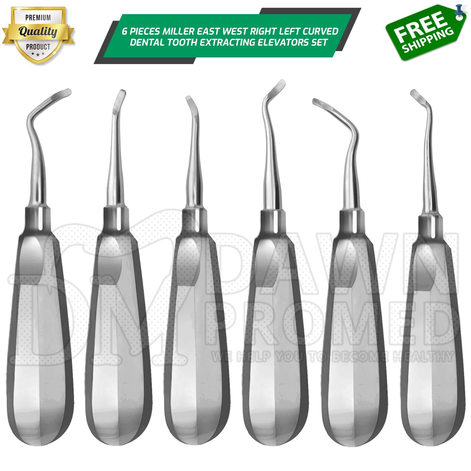 6 Pcs Dental Miller Tooth Extracting East-West Right-Left Elevators German Grade