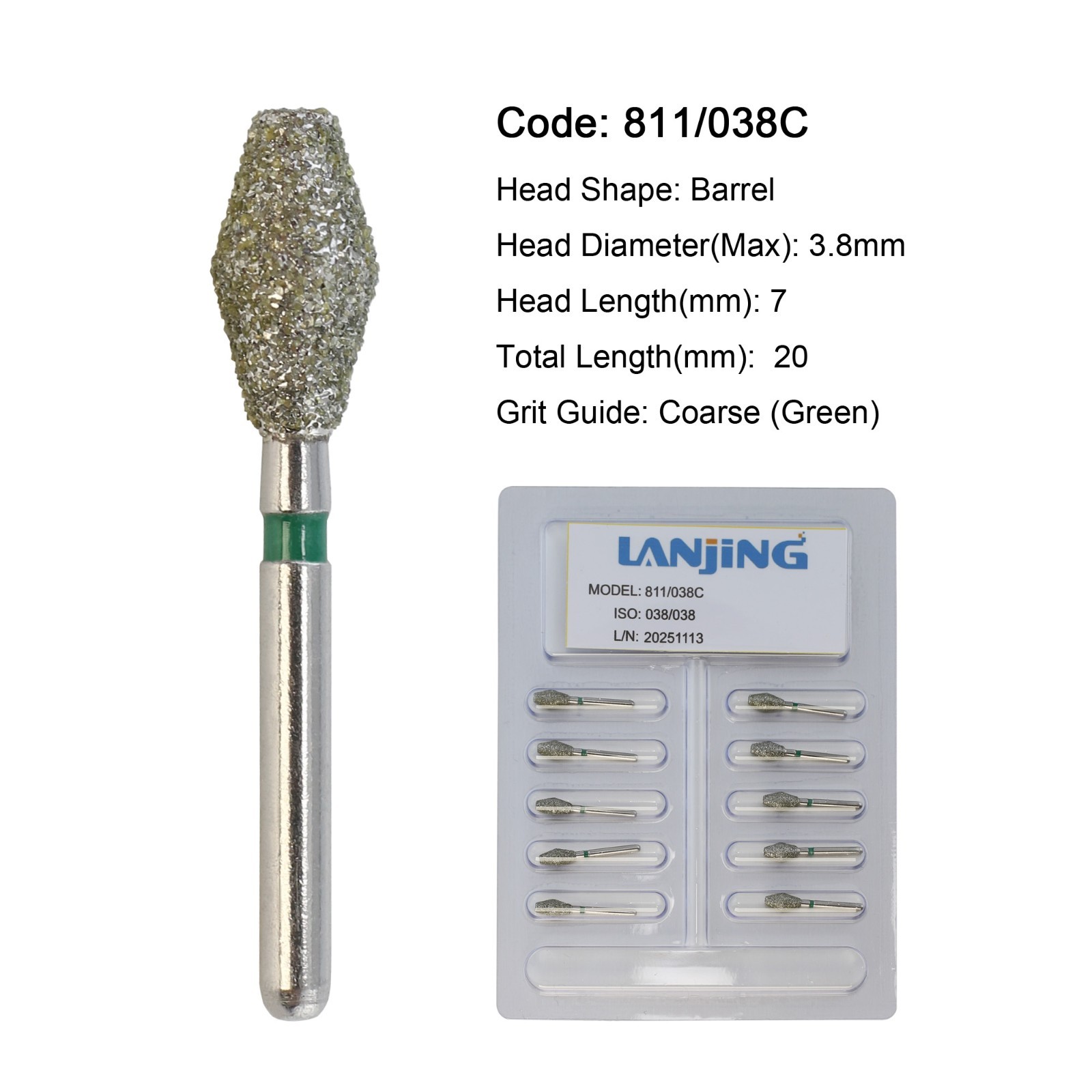 Dental Diamond Burs Pear Round End Taper Barrel FG Medium Coarse Fine High Speed