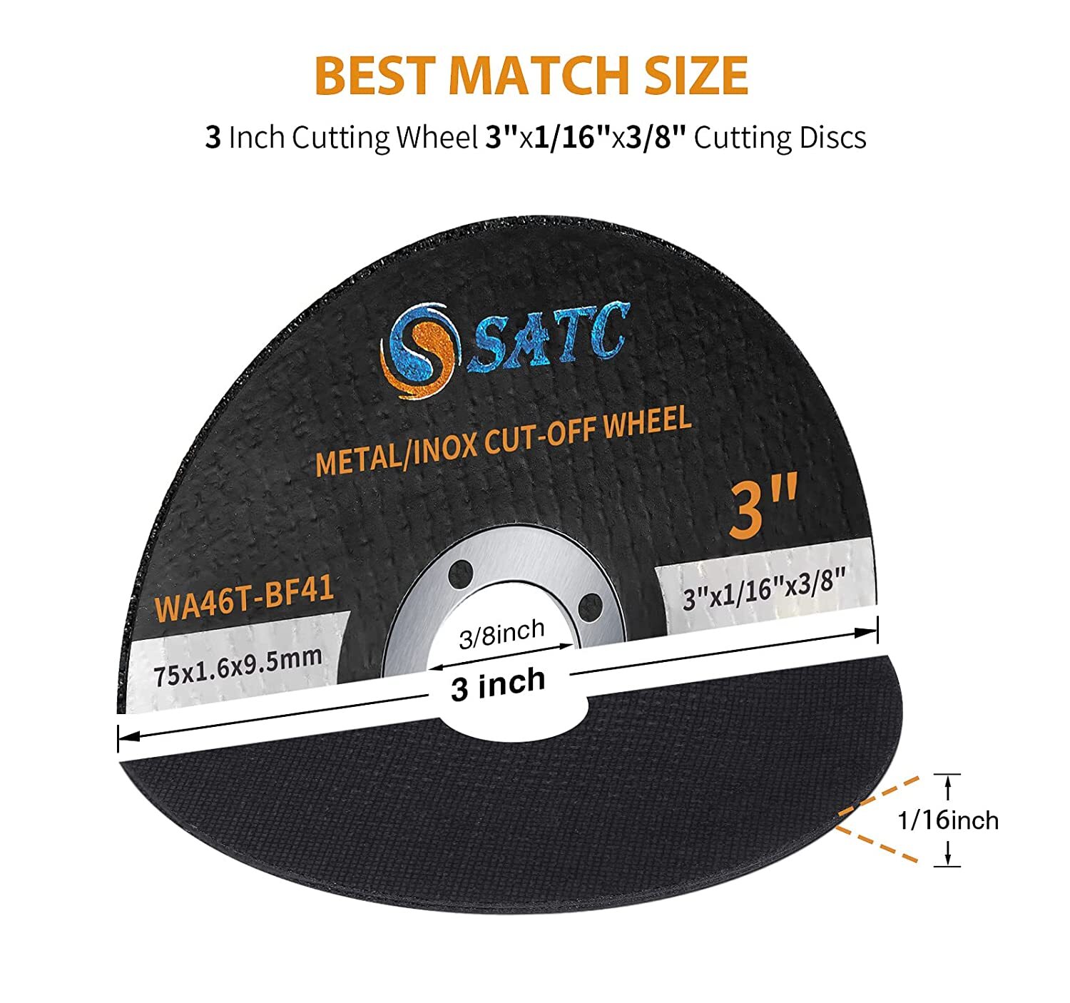 50 PCS Cutting Disc 3 Inch Cut Off Wheel 3″x 1/16″x 1/4″ Angle Grinder Air Tool