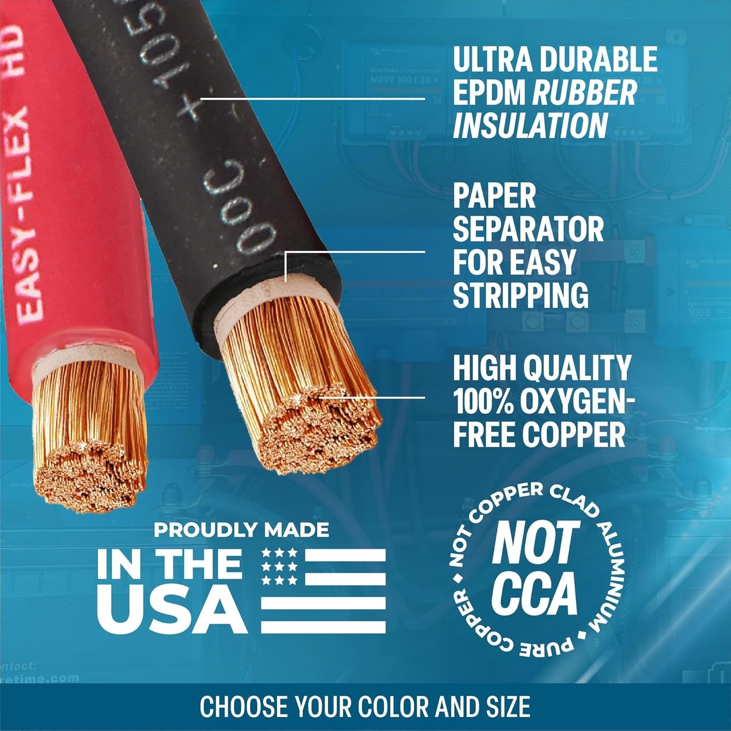 25 Ft TEMCo 2 AWG Flexible Pure Copper Battery Wire – 205A, Abrasion Resistant