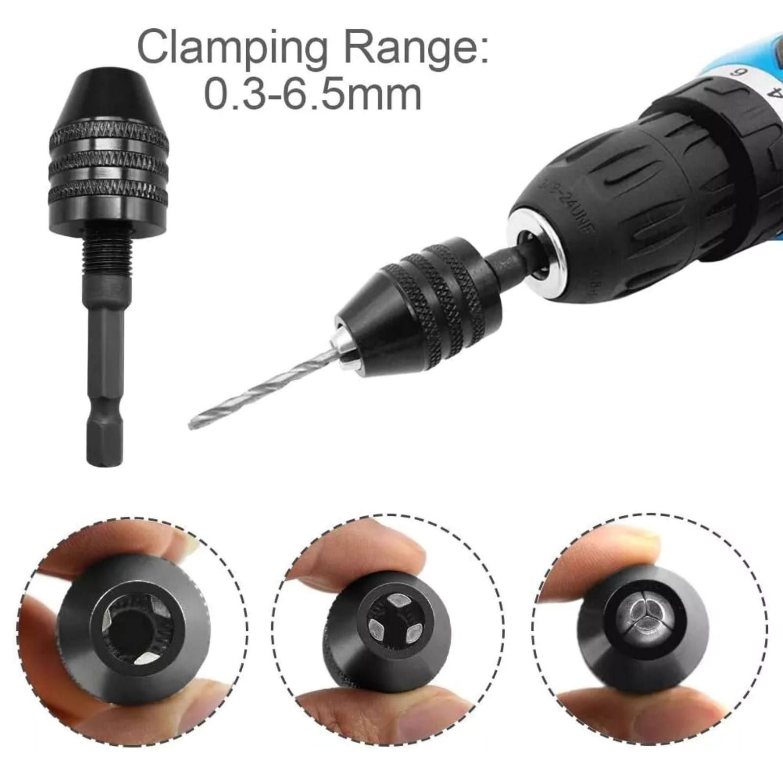 4Pcs 1/4-inch hex shank Versatile Conversion Drill chuck for 0.3-6.5 mm/3.6 mm