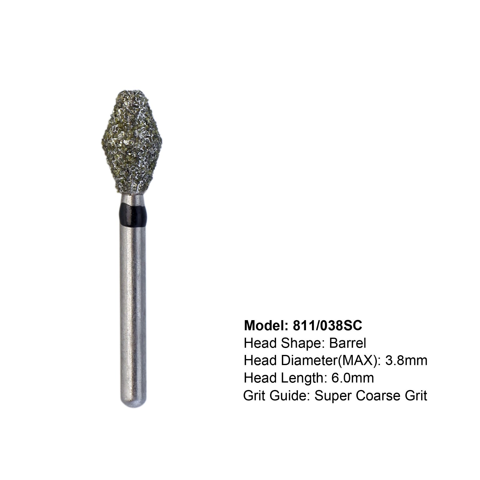 Dental Diamond Burs Barrel Shape 811/038SC Super Coarse Black FG 1.6 High Speed