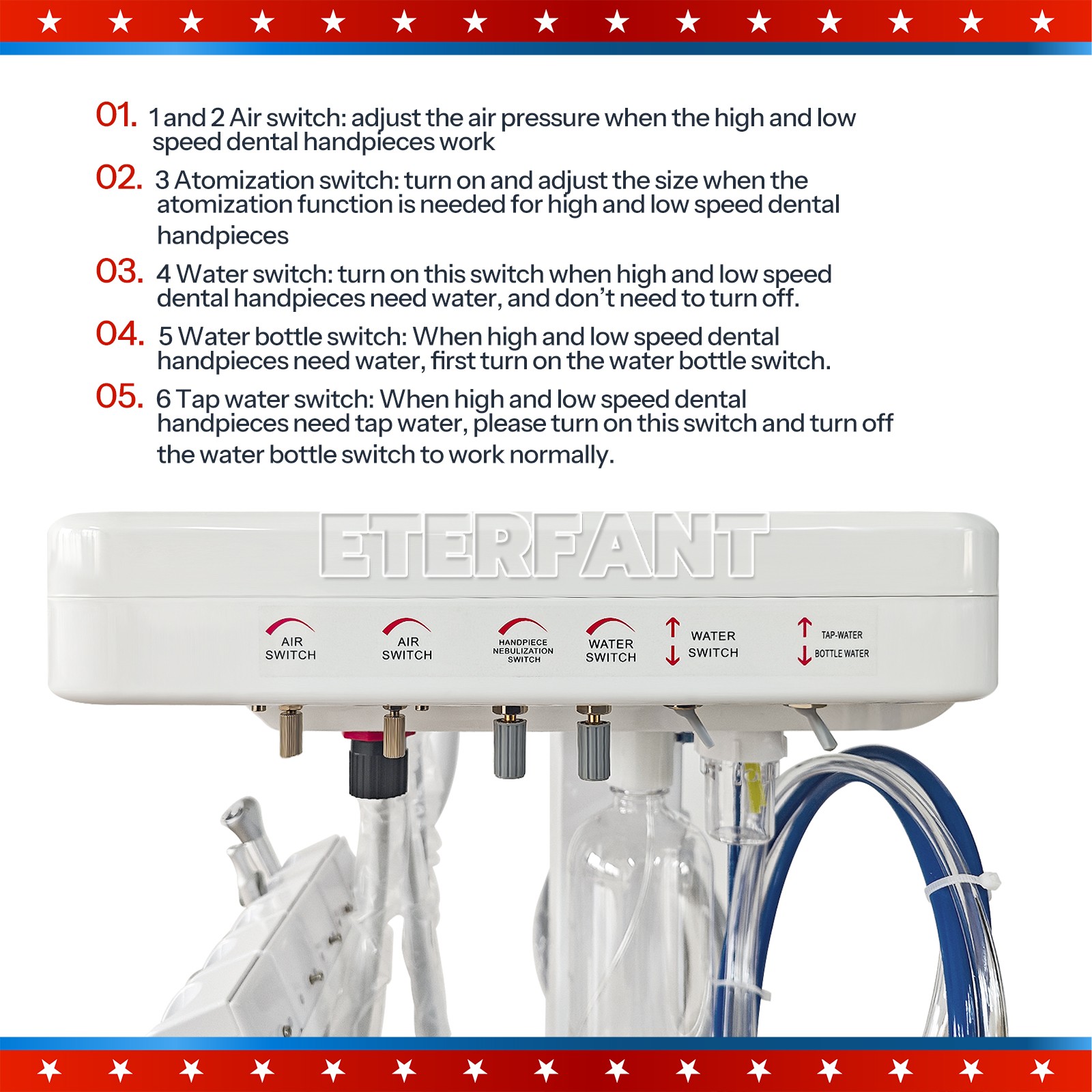 ETERFANT Mobile Electric Suction Unit/Dental Delivery Unit System Cart Treatment