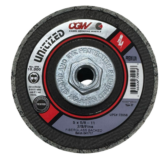 CGW 5″ x 5/8-11 Unitized Right Angle Grinder Wheel 2S Fine Silicon Carbide