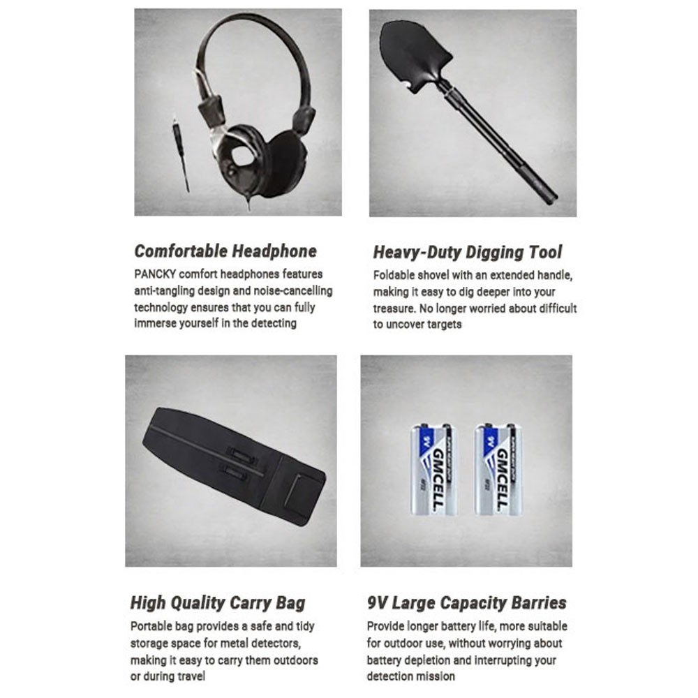 Metal Detector 5.5-5.8KHz 10″Waterproof Coil 4 Modes Jewelry Mode Iron Rejection