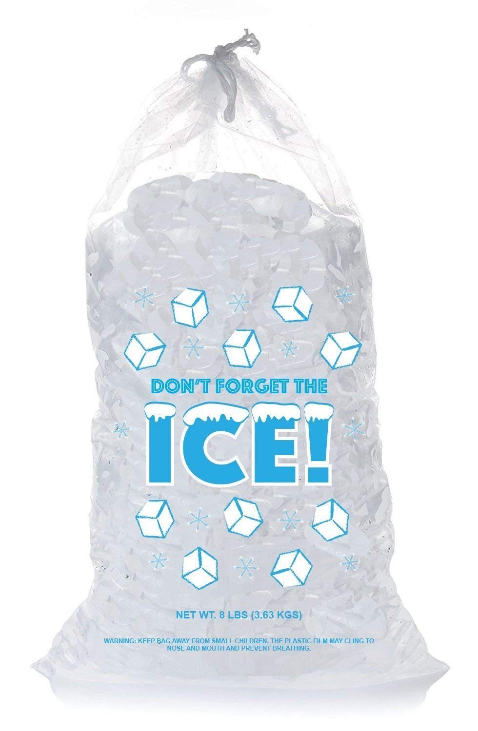 50 Pack Plastic Ice Bags 8 Lb with Drawstring Food Grade Ice Storage