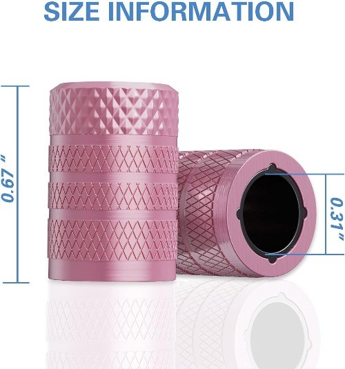 Tire Valve Stem Caps, Pink, 4 pcs/Pack, Anodized Aluminum Tire Valve Cap Pink