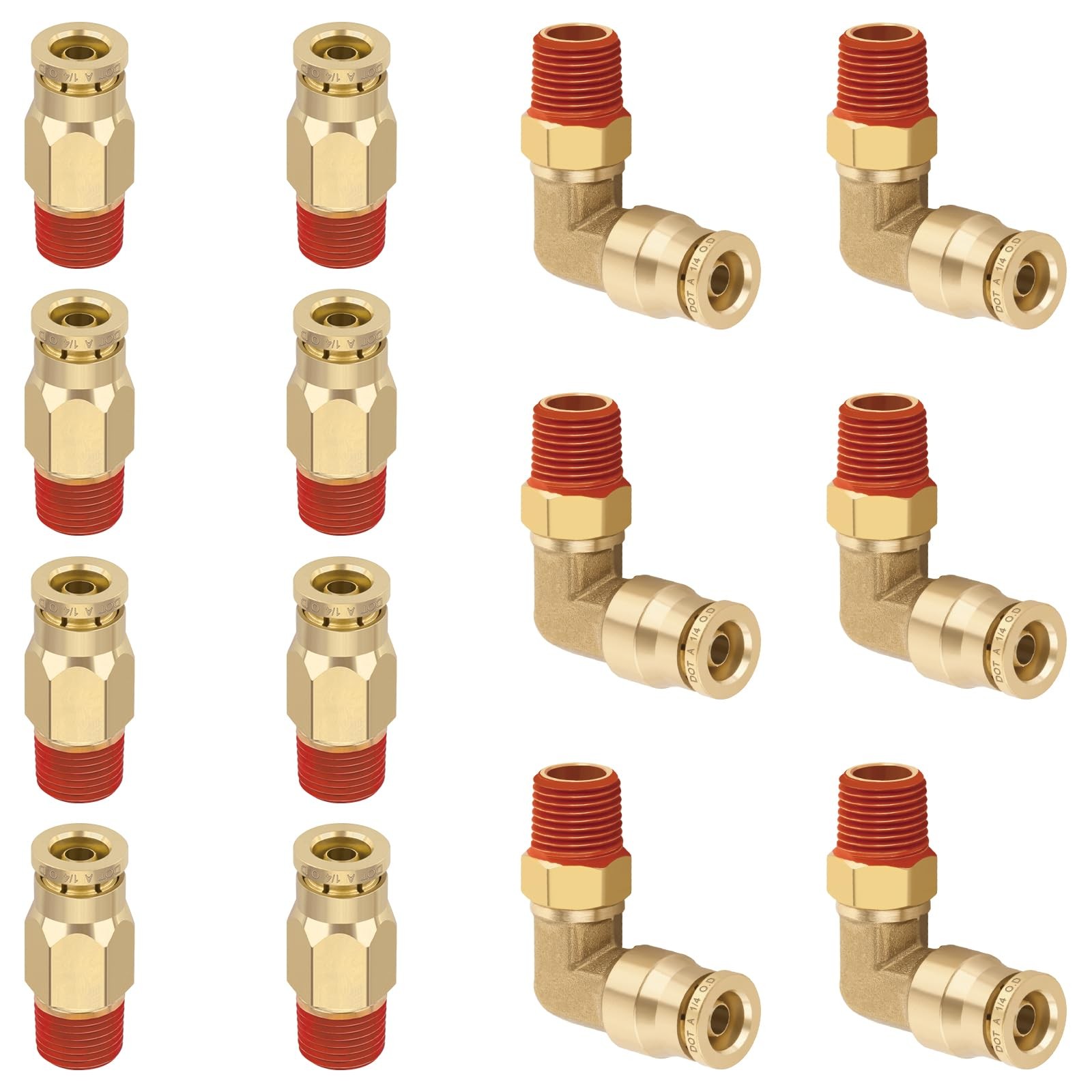Boeray 1/4” Quick Push to Connect 1/4″OD × 1/8″NPT Thread – 14pcs, Gold