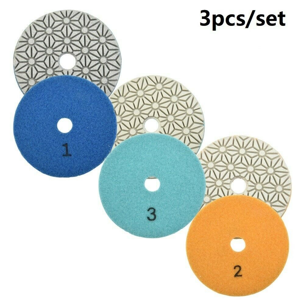 4” Diamond Polishing Pad 3-Step 9 Piece Wet/Dry For Granite Quartz Marble Stone