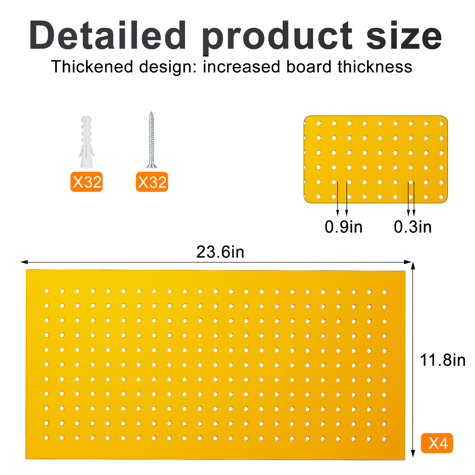 4 Pack 24″ x 12″ Metal Pegboard Panels Wall Organizer for Garage Tool Heavy Duty