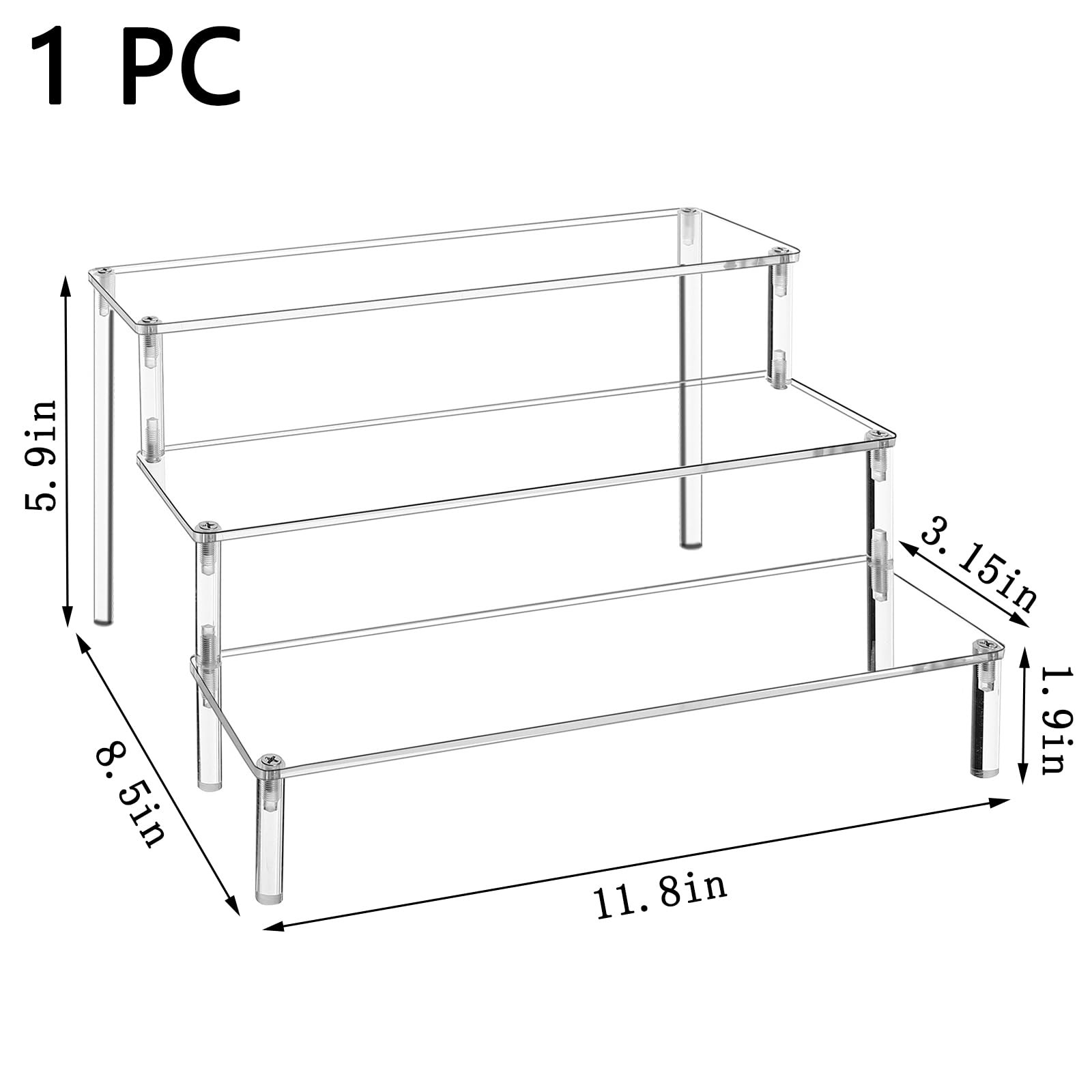 Clear 3 Tier Acrylic Tabletop Display Risers for Figures, Cosmetics & Home Decor
