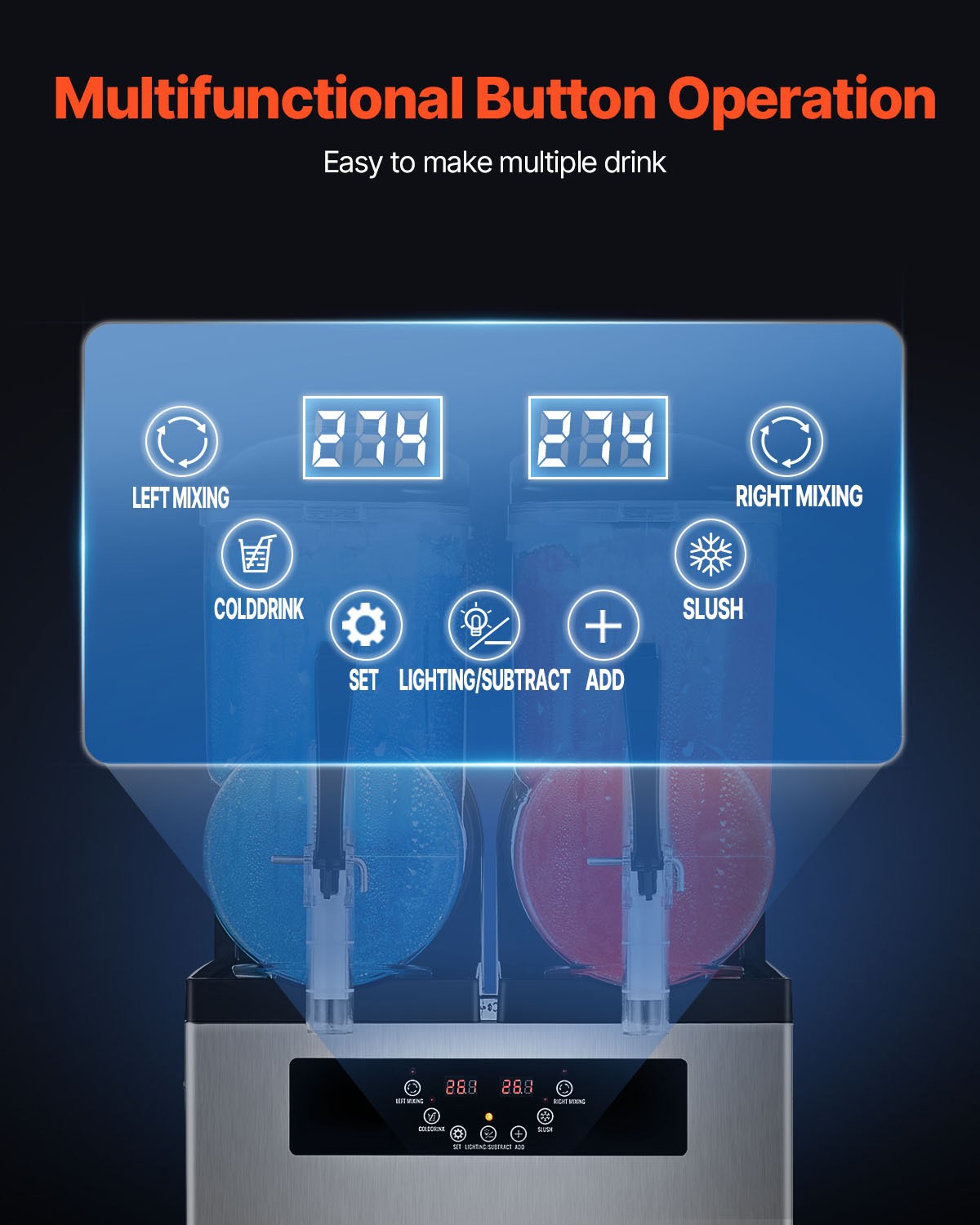 Uimoso Dual 12L Tank Frozen Drink Machine for Slushies and Smoothies