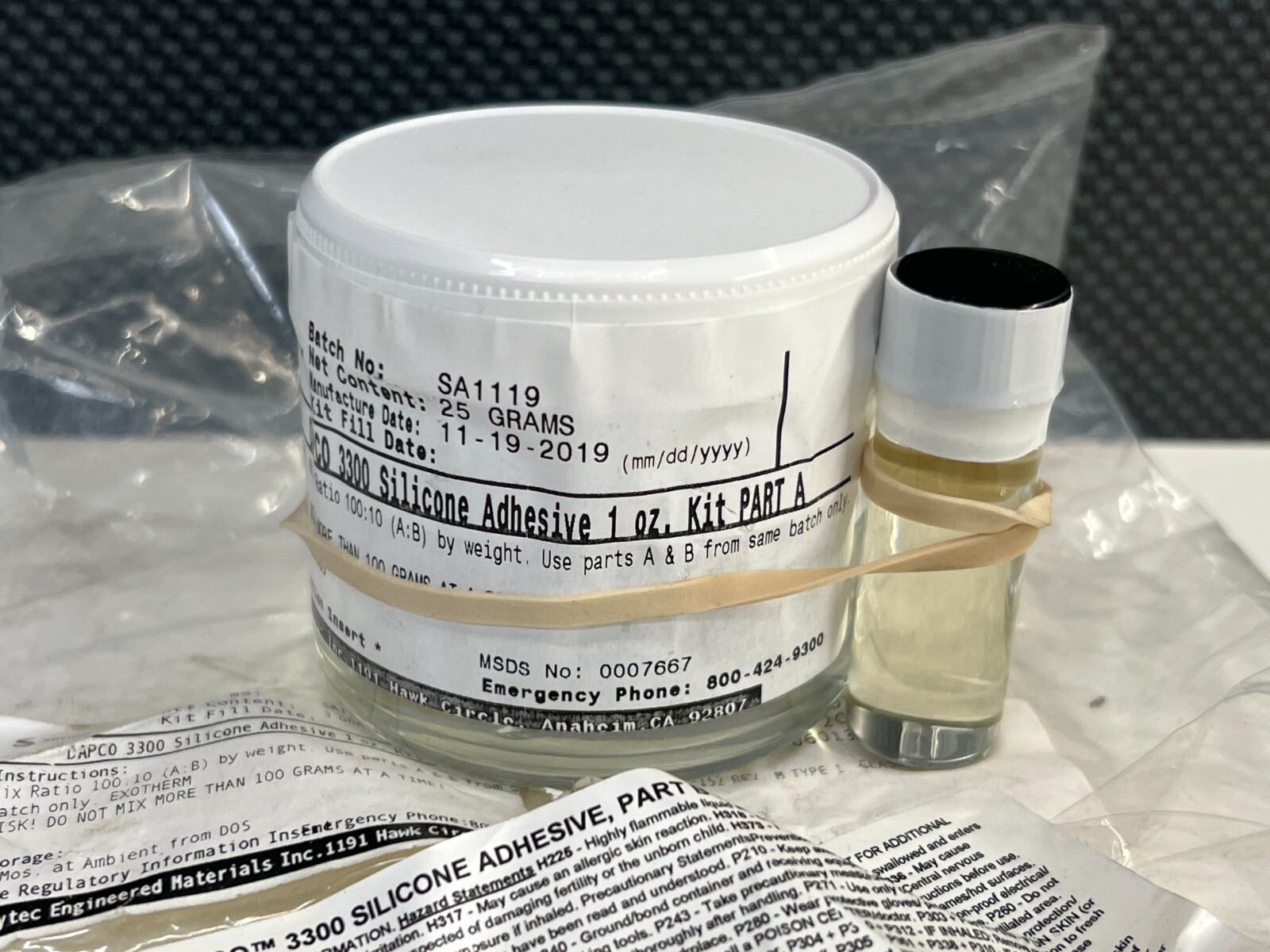DAPCO® 3300 Low Viscosity Silicone Adhesive Clear, Aircraft Standard Specs