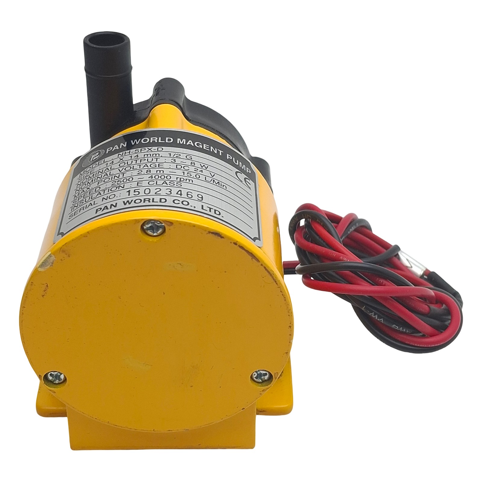 Pan World NH-5PX-D Magnet Drive Pump, 14 x 14mm Hose, G1/2, 8W 24VDC, 15l/min