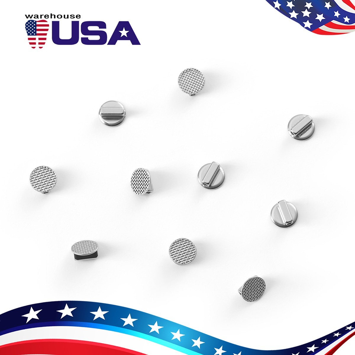 Dental Orthodontic Bondable Lingual Buttons With Single Tube Round Mesh Base