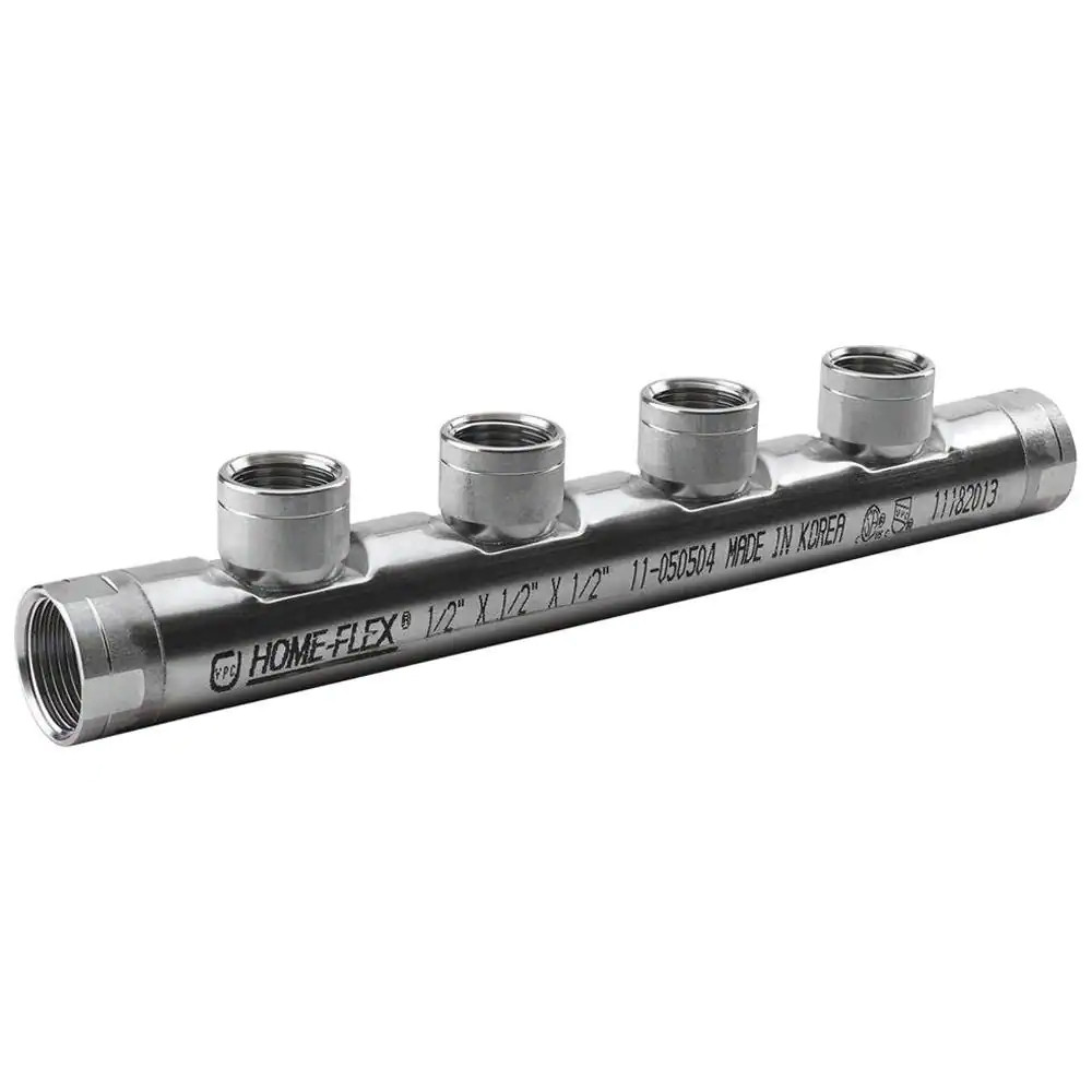 HOME-FLEX 1/2 In. X 1/2 In. X (4) 1/2 Inch CSST FIPT Stainless Steel Manifold
