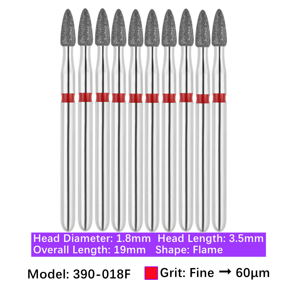 10pc/pk Diamond Burs FG Flame Super Fine Medium Coarse Grit High Speed 862 863