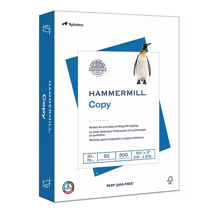 Hammermill Copy Plus 8.5″ x 11″ Copy Paper, 20 lbs., 92 Brightness, 5000 Sheets