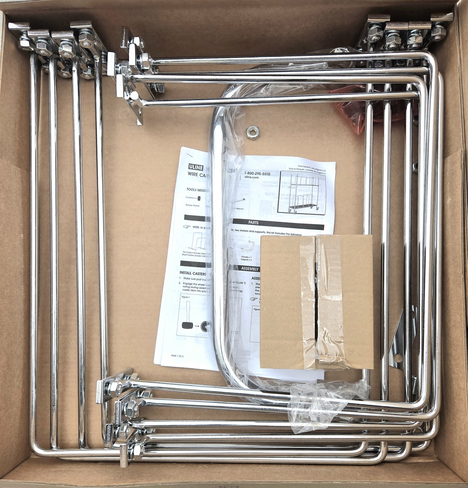 Uline H-2080 H-2081 Wire Carton Stand Dividers & Handle Kit, H-2080HANDLE