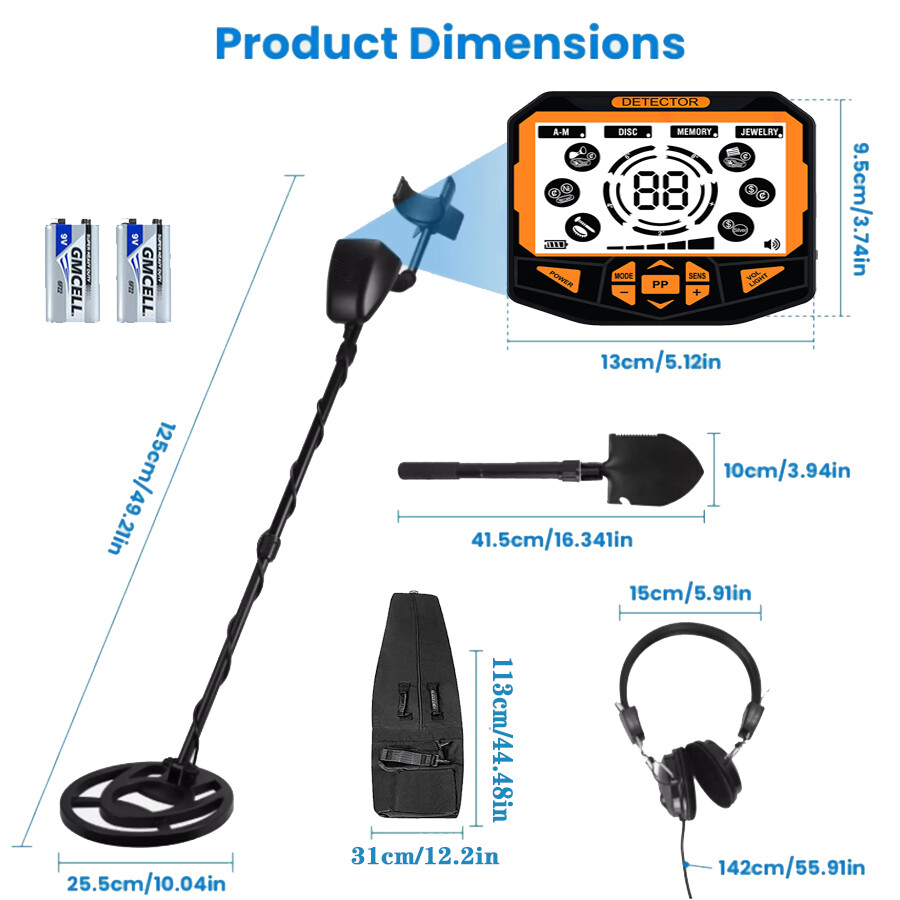 Pinpoint,High Sensitivity DISC Mode,10″Coil,LCD Backlight Display Metal Detector