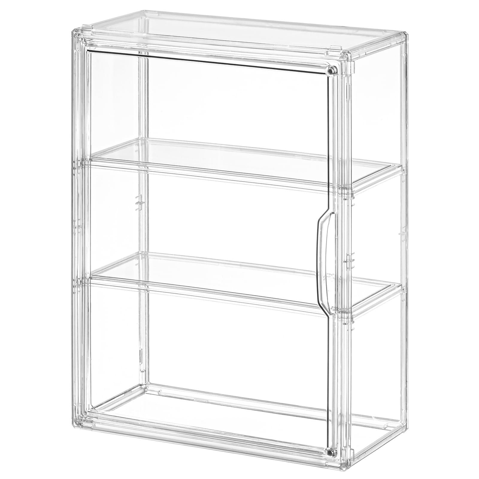 3 Tier Clear Display Case for Figures, Wall-Mounted Acrylic Storage Organizer Bo