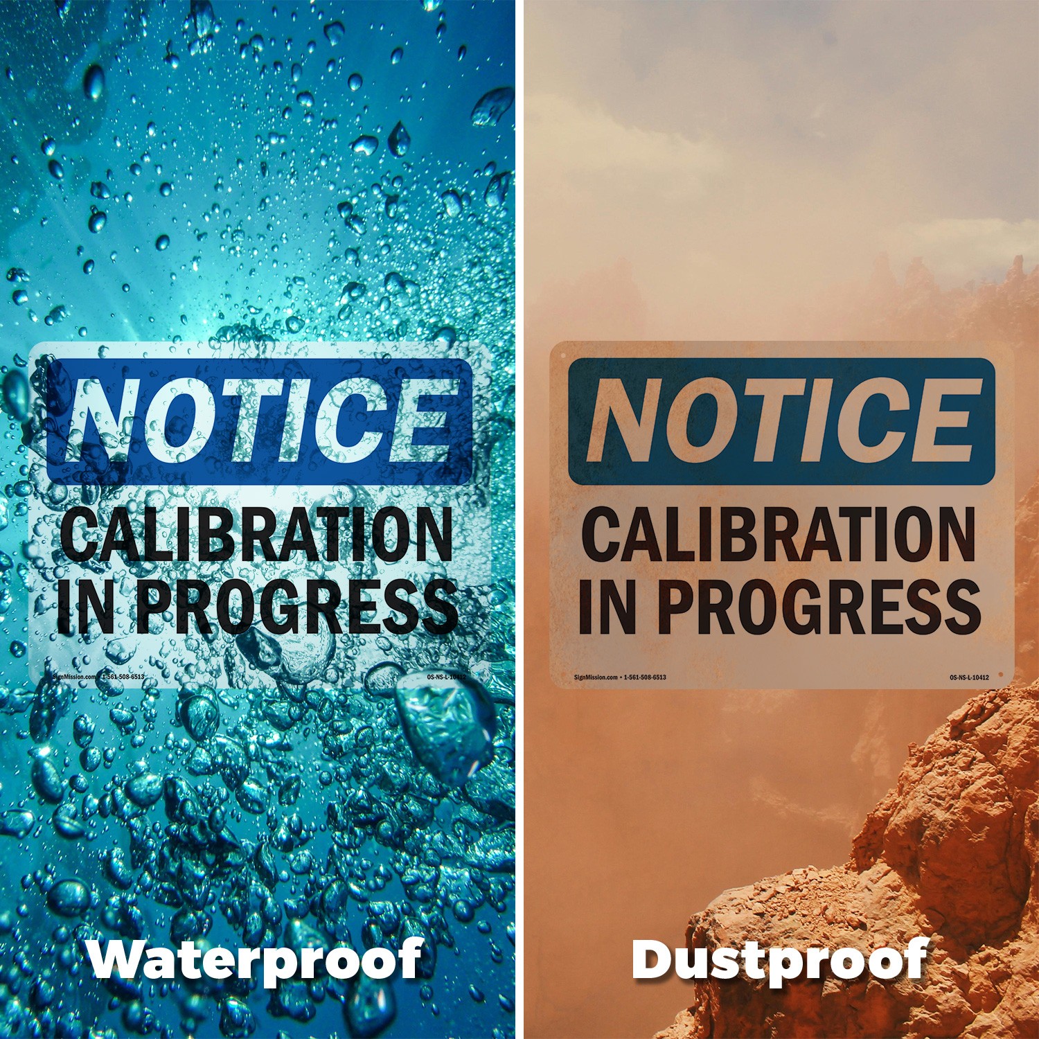 Calibration In Progress OSHA Notice Sign Metal, Plastic, Or Decal – 5 or 10 Pack