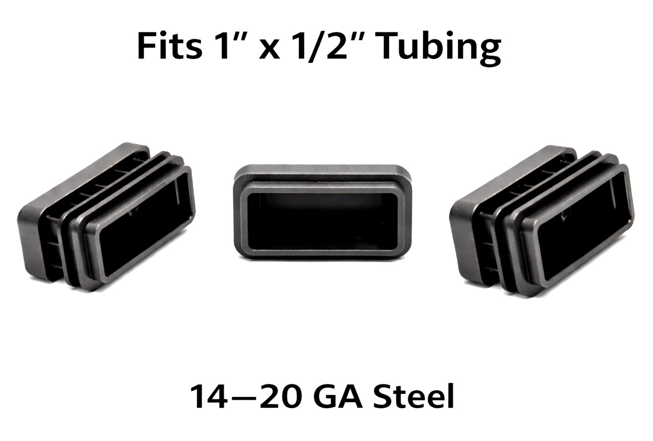 1″ x 1/2” Rectangle Tube Plugs Rectangular Tubing Cap Various Pack Sizes