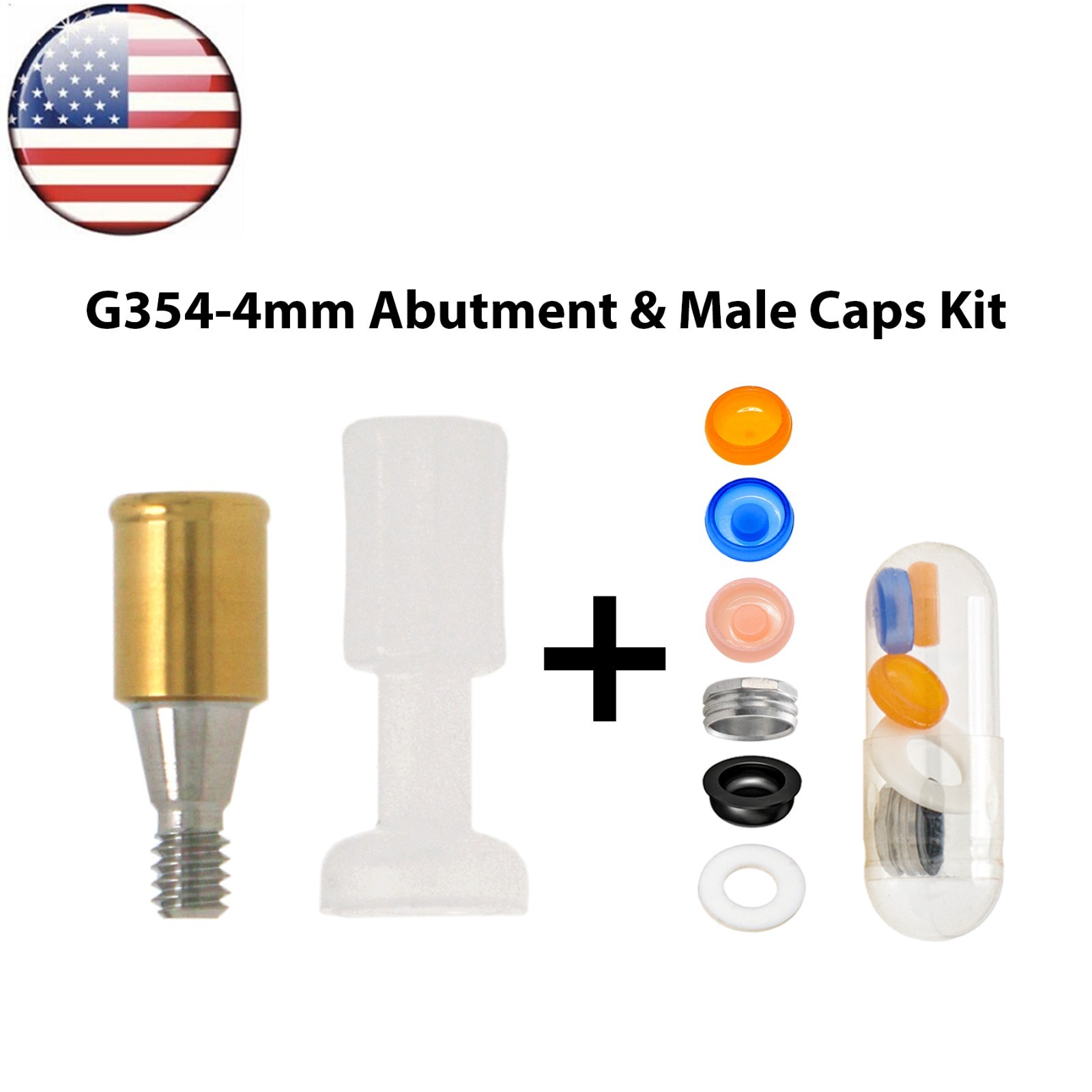 US Dental Mini Overdenture Locator Abutment & Male Caps Fits Hiossen Osstem ET