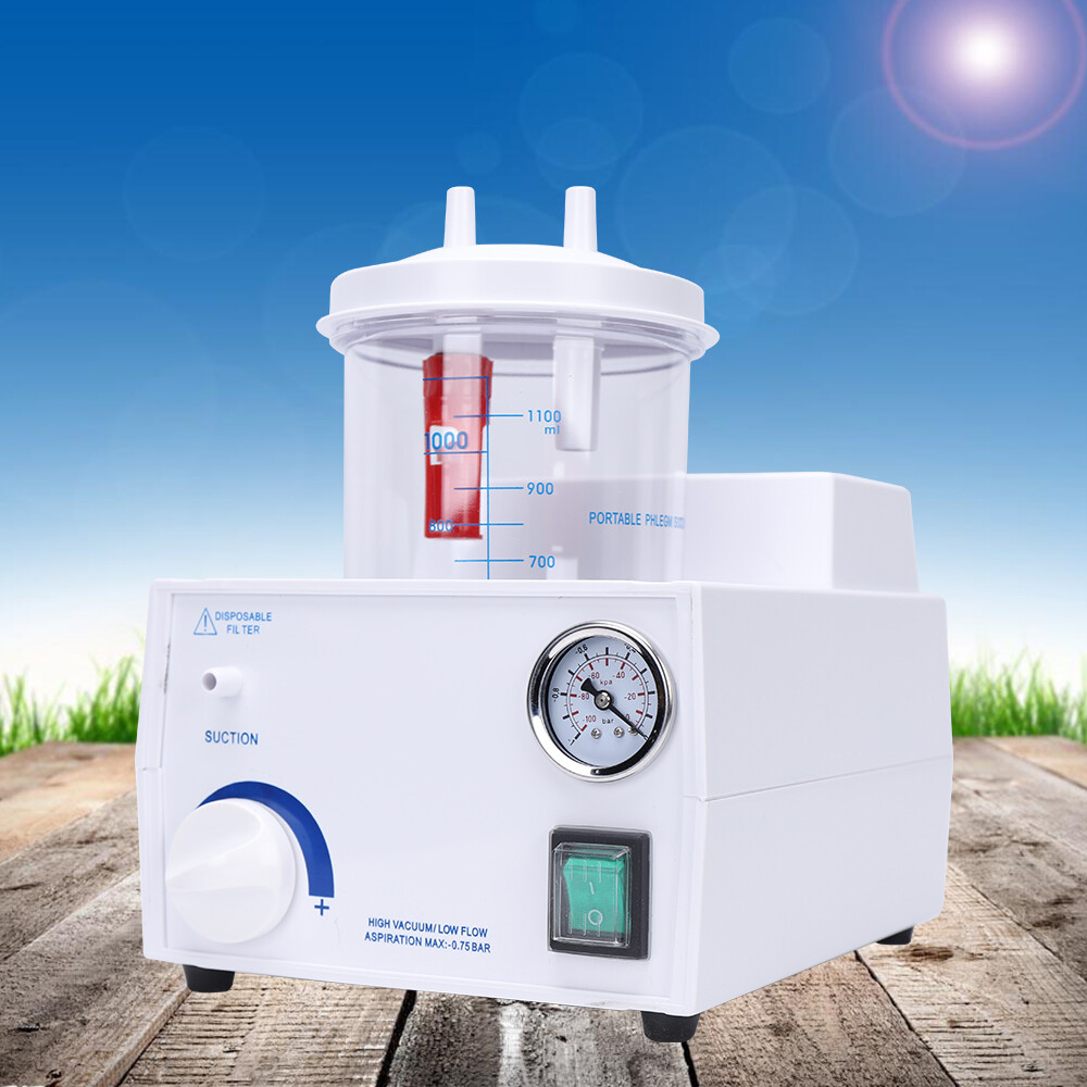 1000mL Portable Phlegm Suction Unit Emergency Medical Vacuum Aspirator Machine