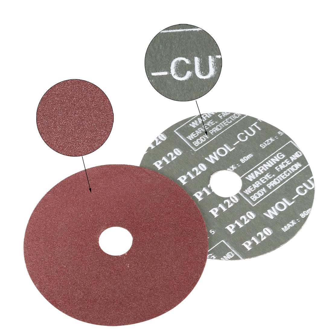 5-Inch x 7/8-Inch Aluminum Oxide Resin Fiber Discs Center Hole 120 Grit 5 Pcs