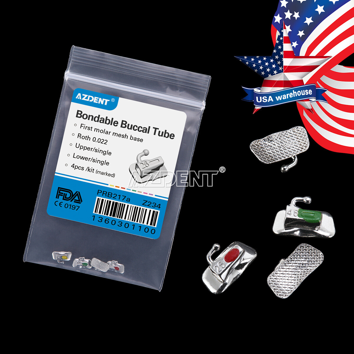10X AZDENT Dental Ortho Buccal Tubes Bondable 1st/2nd Molar Roth/MBT 022