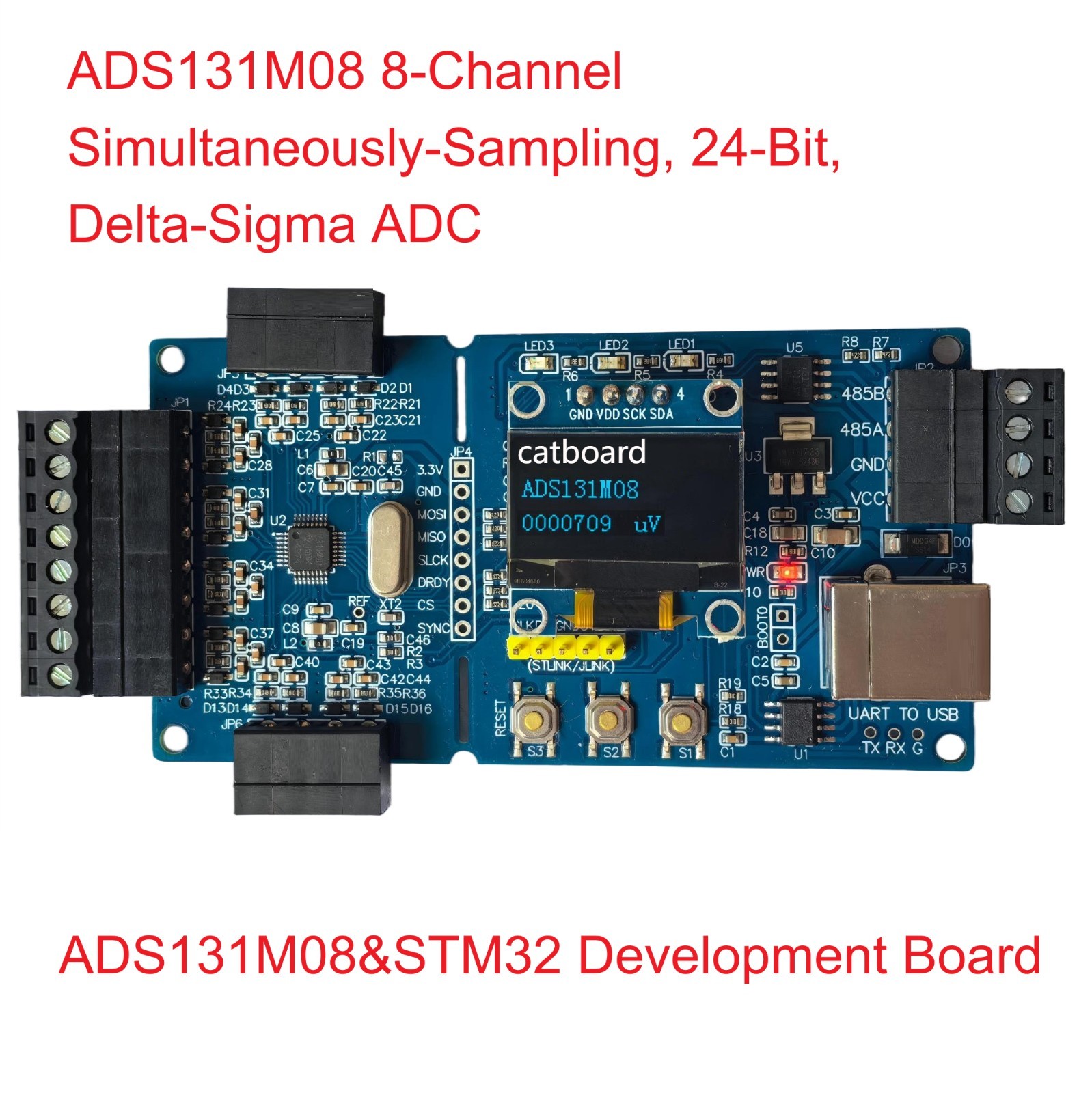 ADS131M08 Module – 24-bit High-Precision ADC with 8-Channel Input Data via USB