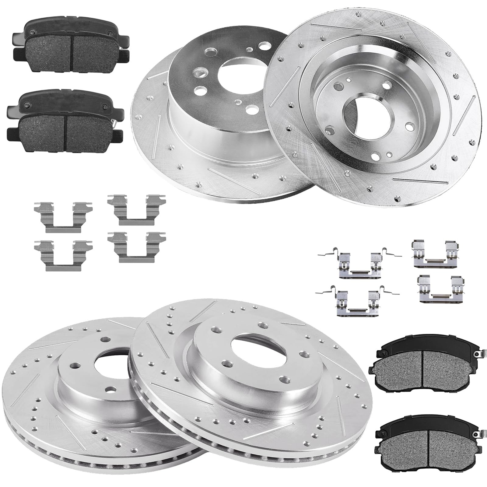 Front Rear Drilled Slotted Brake Pads Rotors for 07-13 Nissan Altima 11.65 11.46