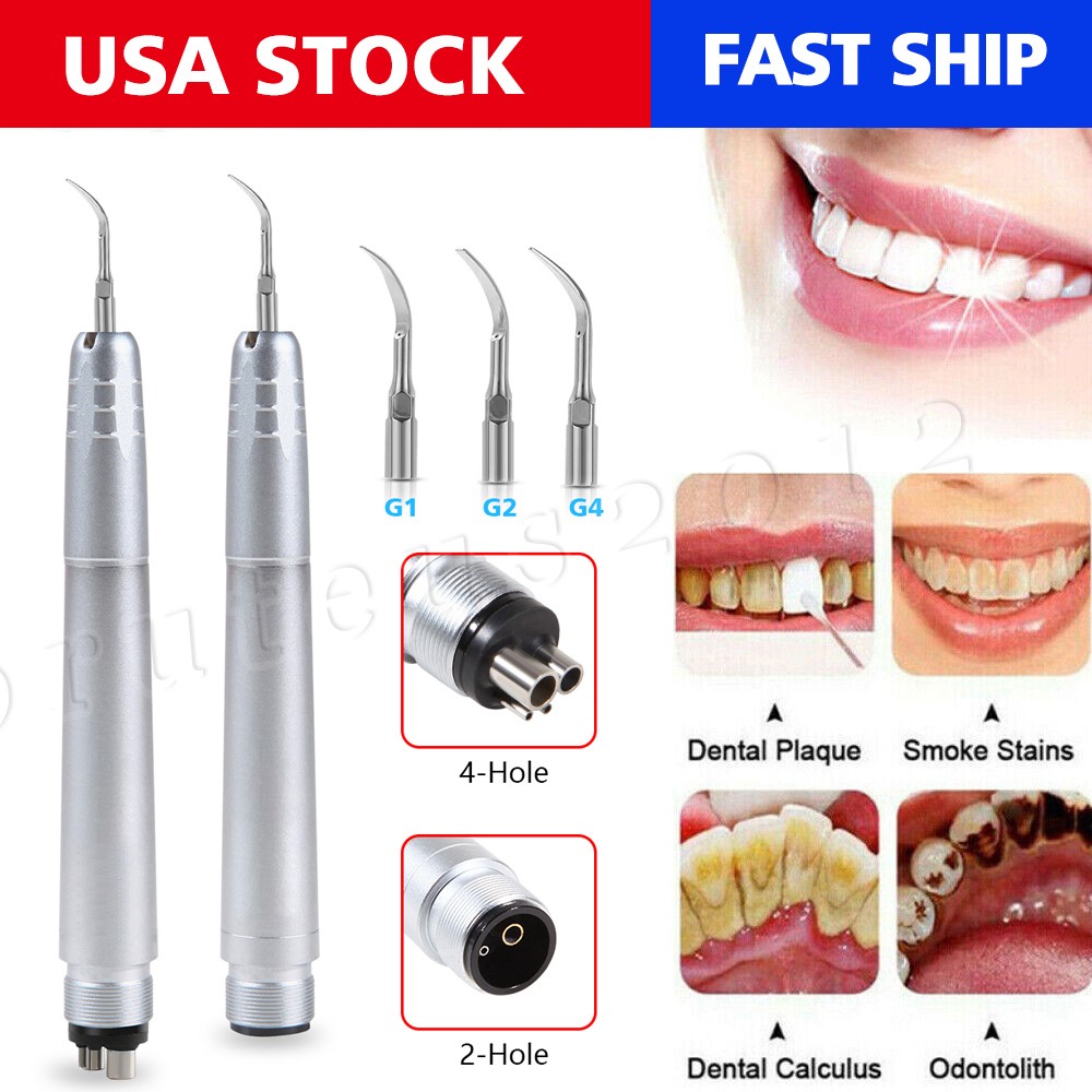 Dental Ultrasonic Air Perio Scaler Handpiece Hygienist 2/4 Holes with 3 Tips