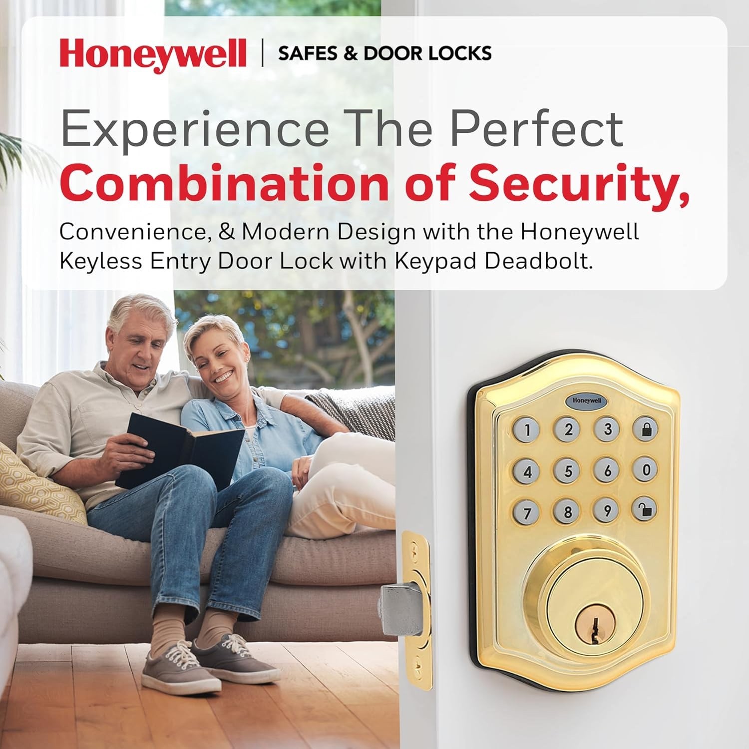 Honeywell Electronic Deadbolt Polished Brass (8712009)