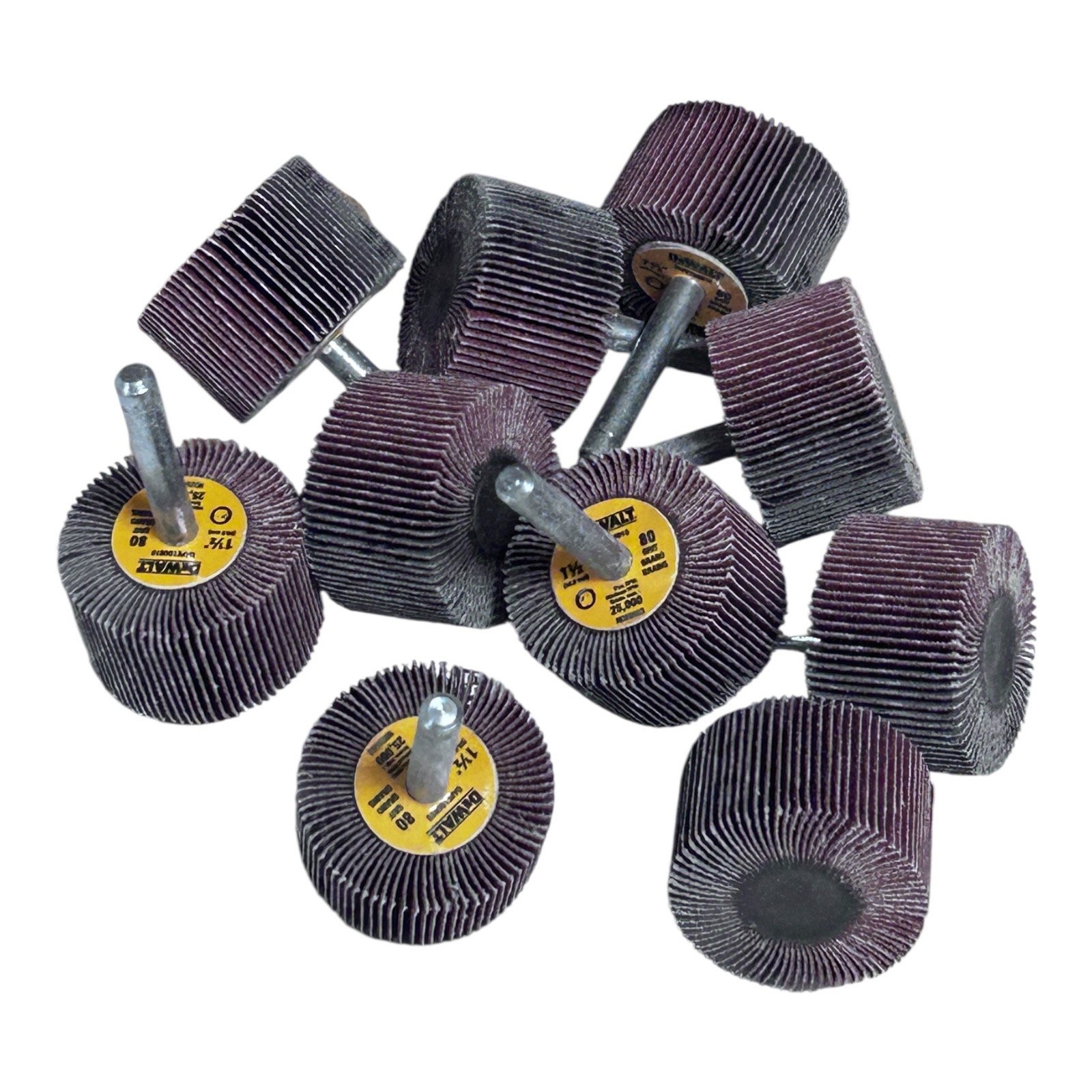 (10) DEWALT DAFE1D0810 1-1/2″ X 1″ X 1/4-Inch HP 80 Grit Metal Steel Flap Wheel